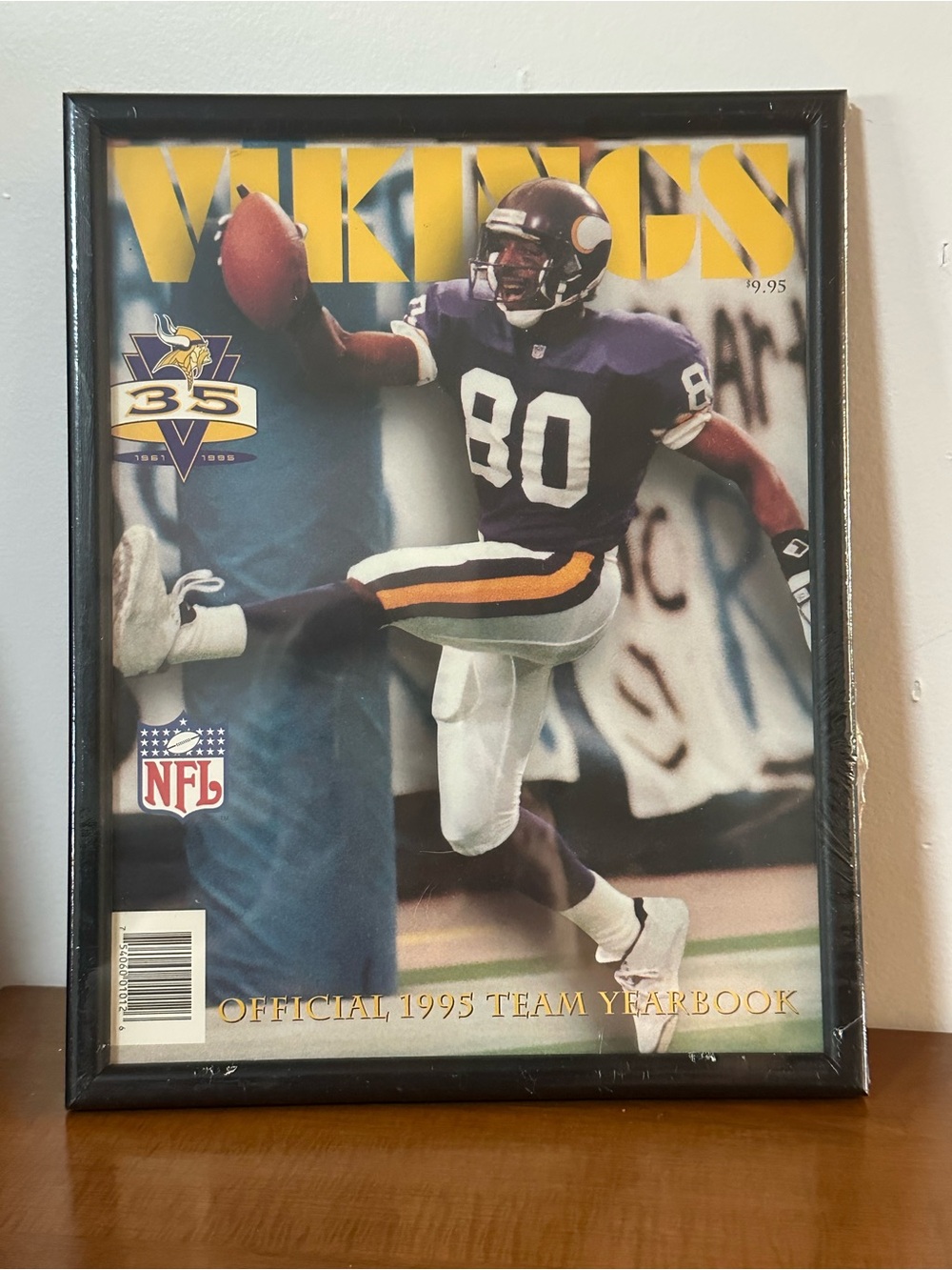 Vintage 1995 Minnesota Vikings Team Yearbook Framed - Cris Carter